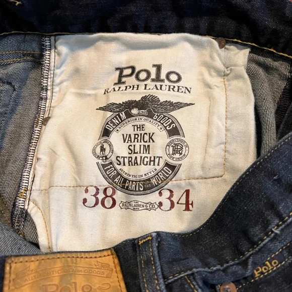Jeans Only! Gently Used - POLO RALPH LAUREN Men Varick Slim Straight Jeans 38x34 - Picture 4 of 12